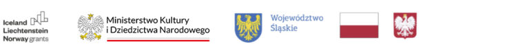 logotypy: funduszy norweskich, MKiDN, Województwa Śląskiego oraz flaga i godło Polski