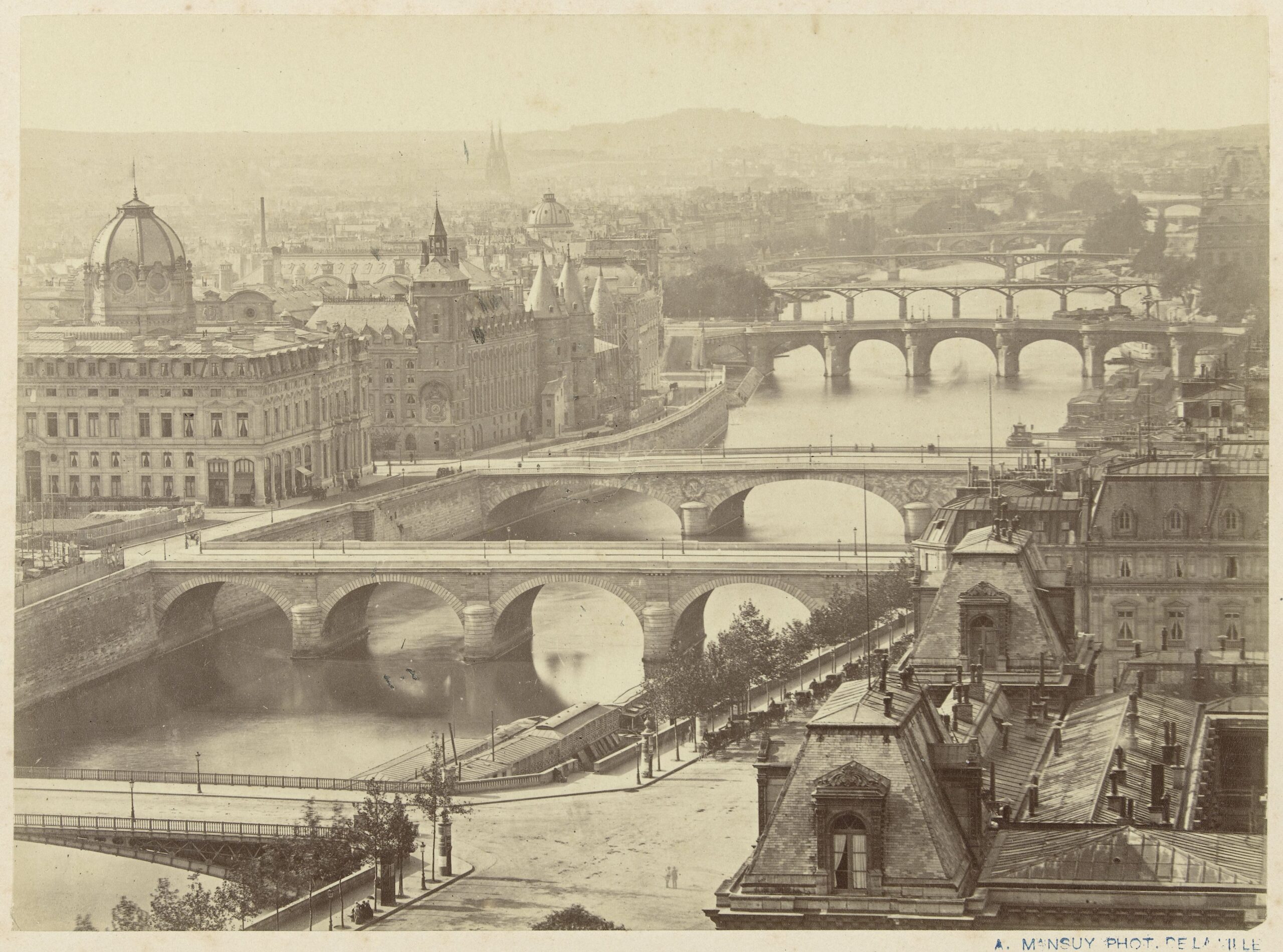 Widok na Sekwanę, Paryż, fot. Albert Mansuy, 1860 – 1880